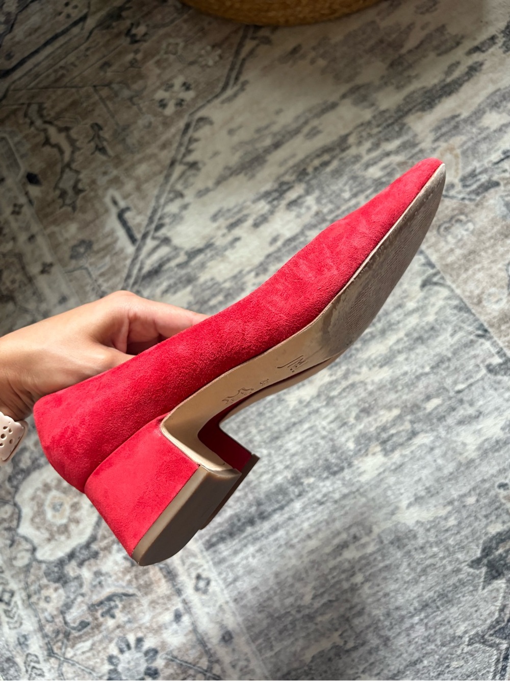 J. McLaughlin Charlene Red Suede Pumps Size 8.5 Slip On Shoes Heels Career Work - Picture 5 of 9